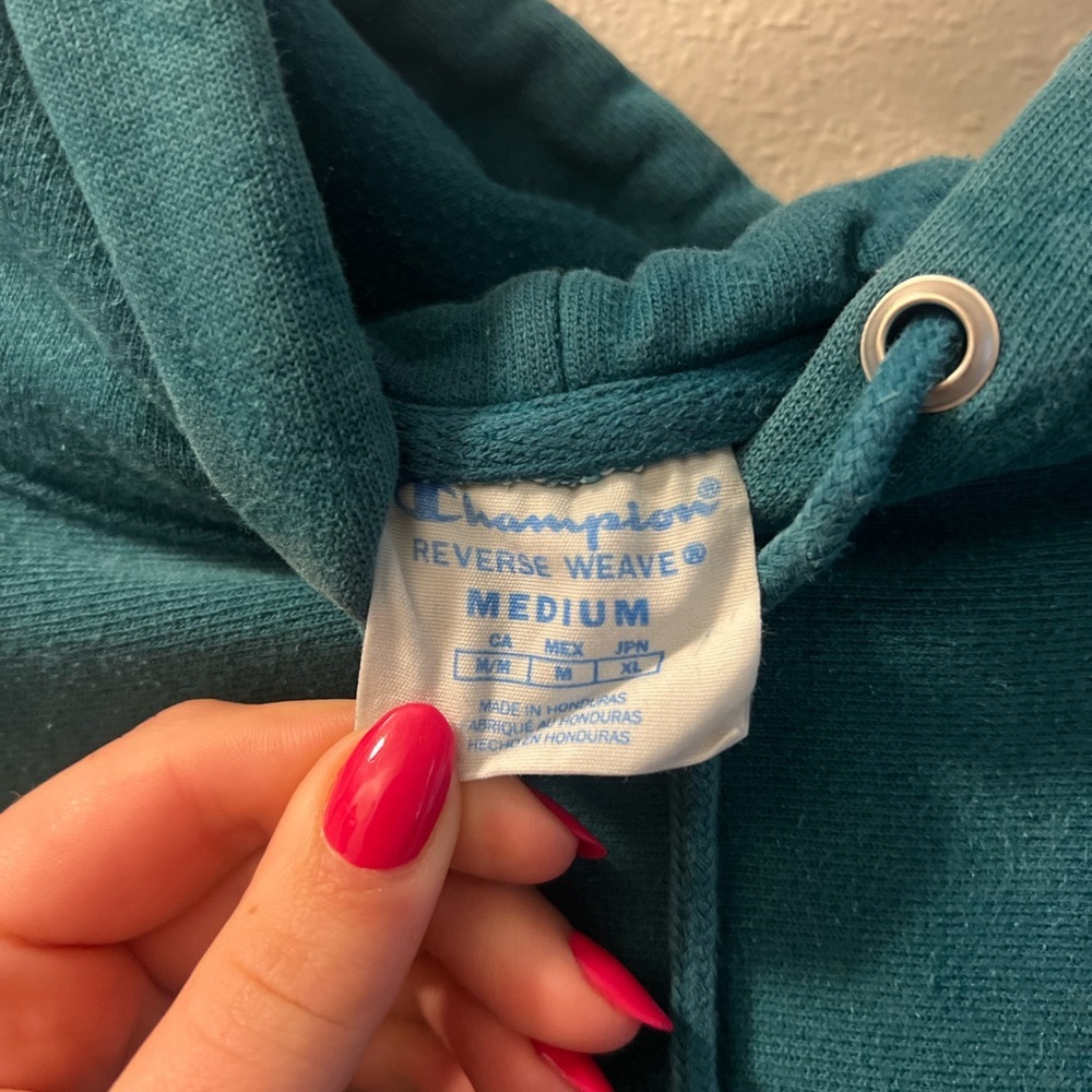 Champion Reverse Weave Teal Green Hoodie - Picture 4 of 4